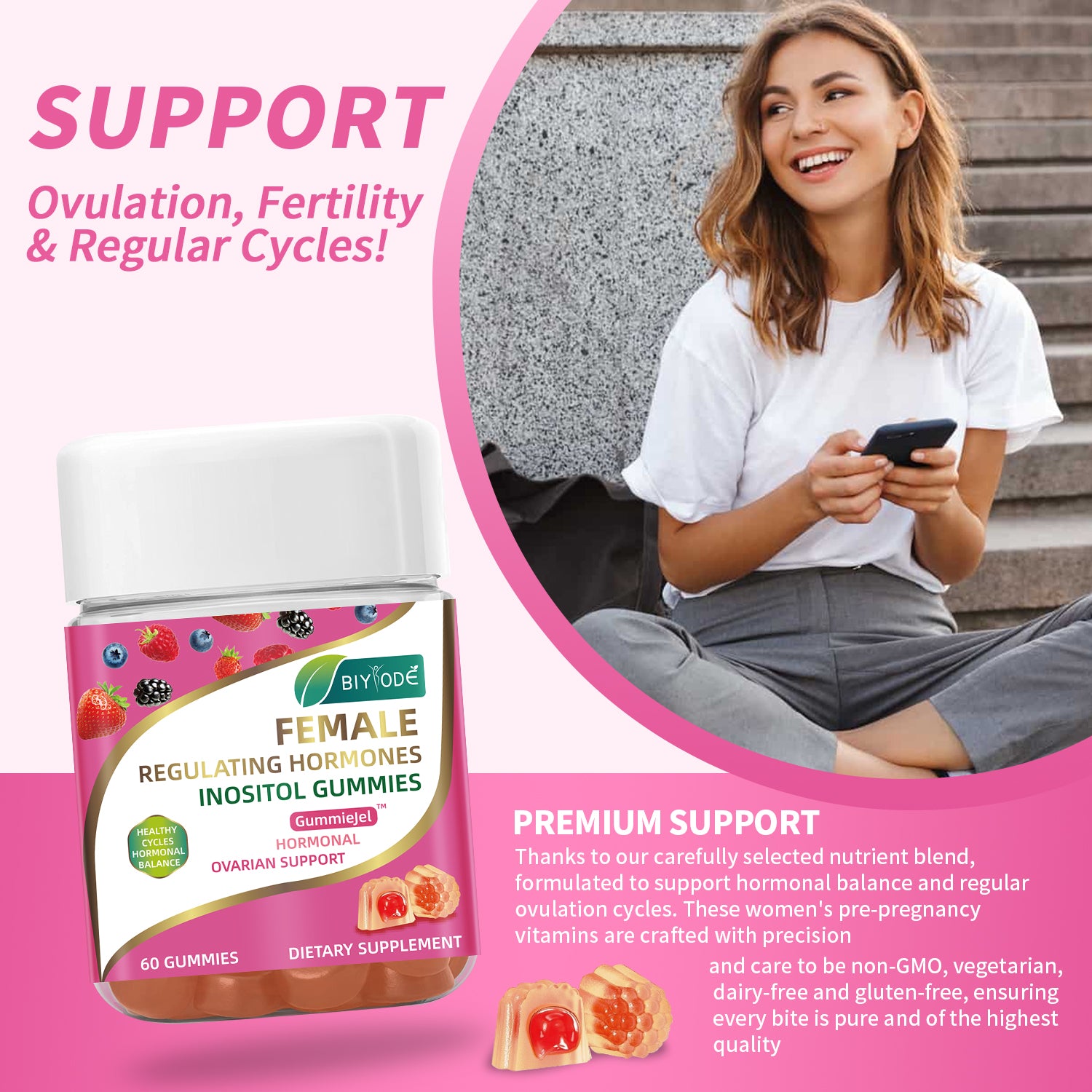 Female Multivitamin Inositol Gummies Hormonal Support