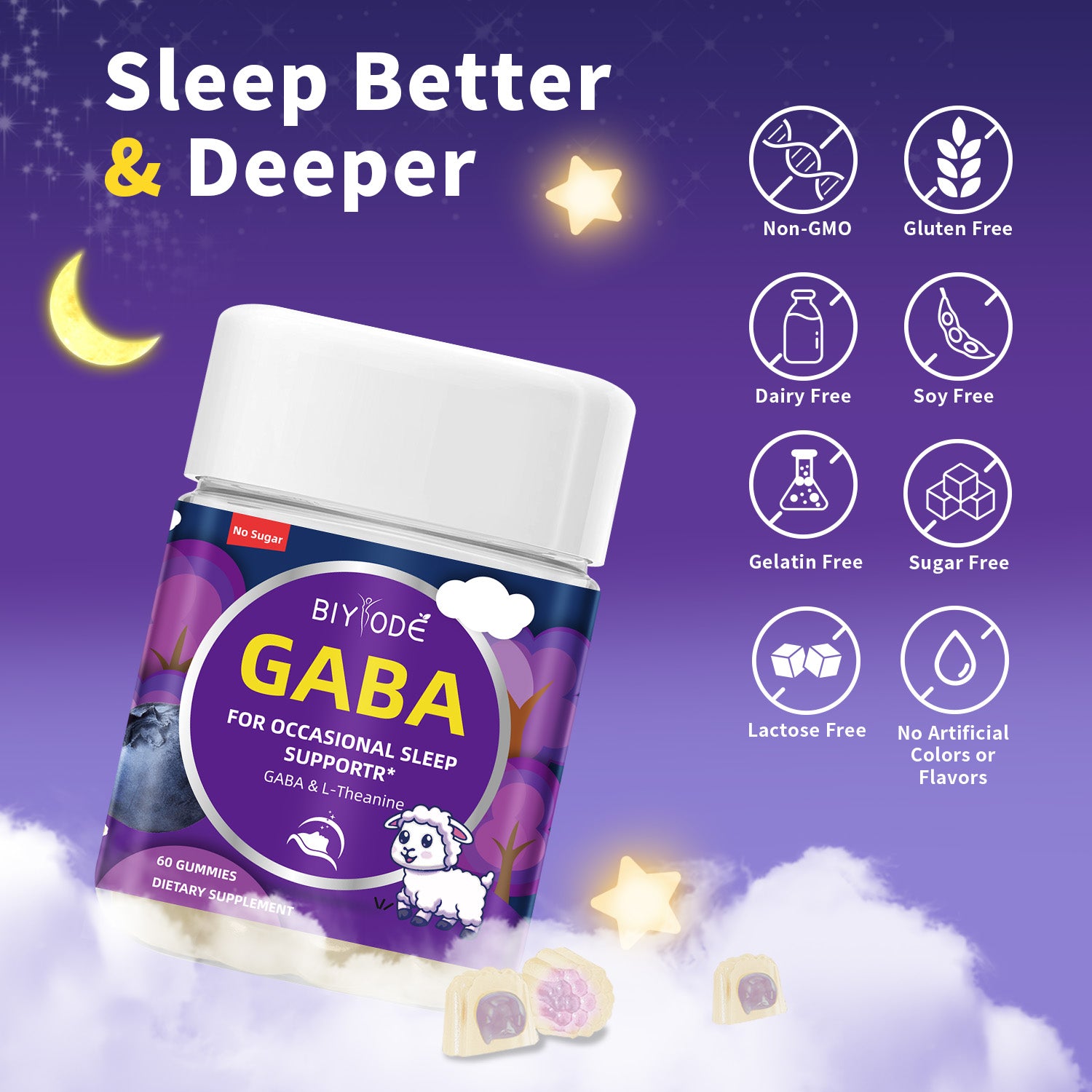 Biyode Sleep Support Gummies Ready Stock Fast Shipping Gaba Melatonin Supplement Wholesale