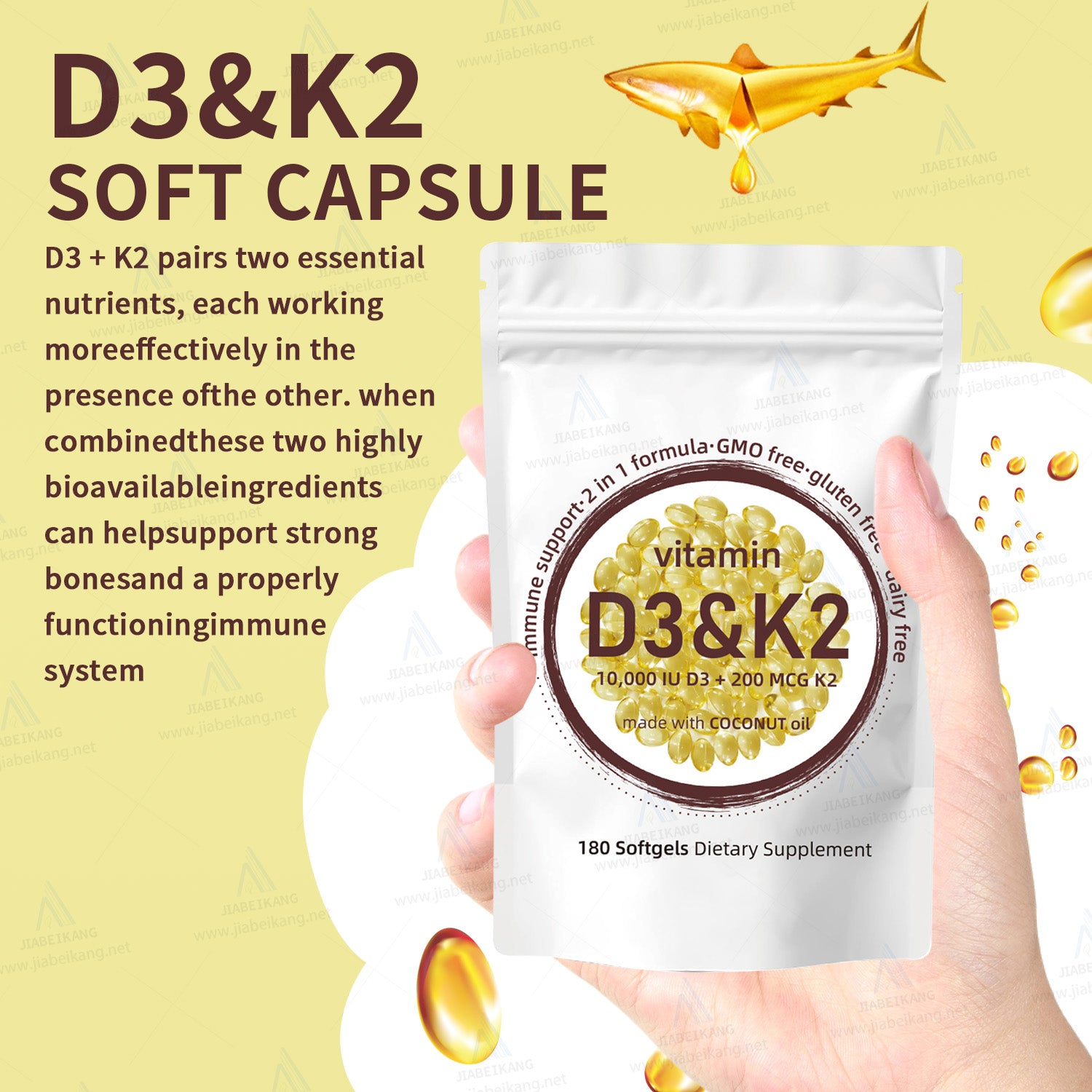 D3 K2 Vitamin Supplement Wholesale Joint Support Vitamin Capsules Softgel