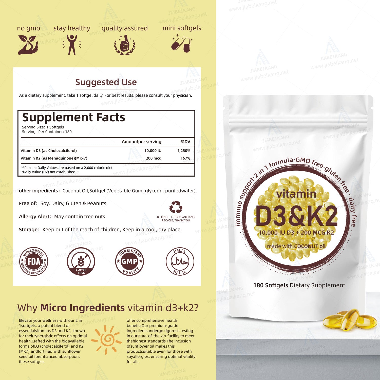 D3 K2 Vitamin Supplement Wholesale Joint Support Vitamin Capsules Softgel