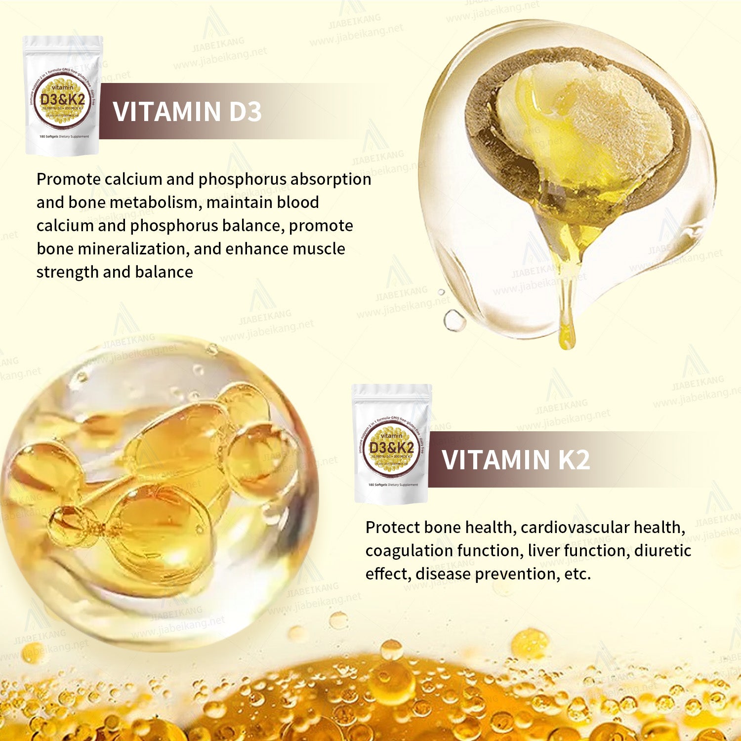 D3 K2 Vitamin Supplement Wholesale Joint Support Vitamin Capsules Softgel