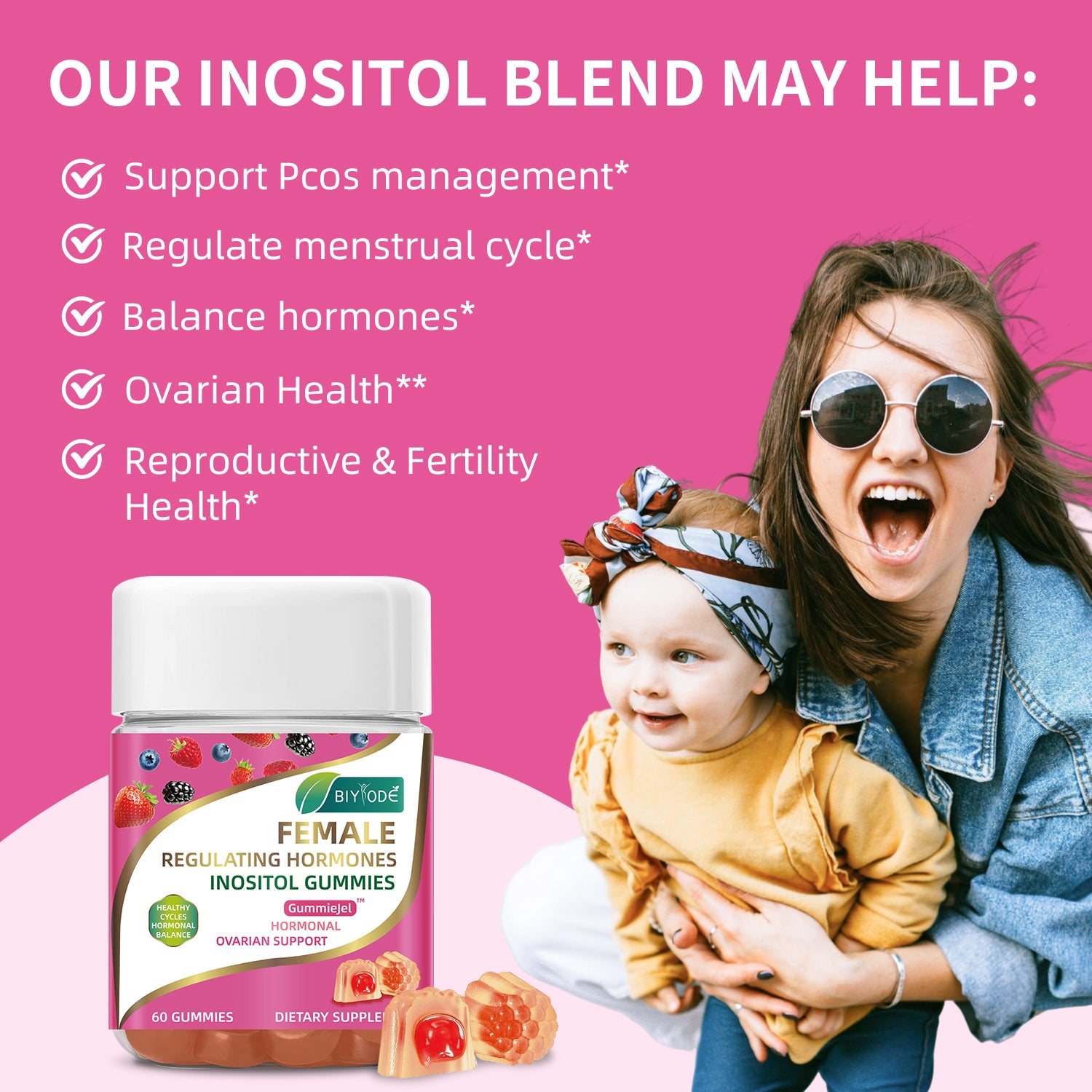 Custom Label Supplement Manufacturer Wholesale Female Multivitamin Inositol Gummies Hormonal Support