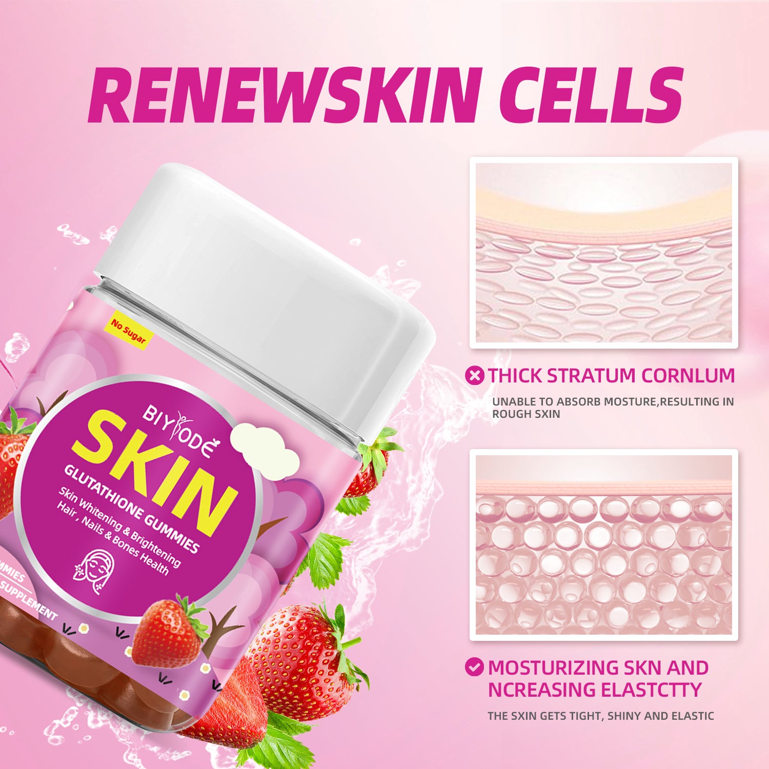 Private Label Healthcare Multivitamin Supplement Skin Whitening Gummies Collagen Glutathione Gummies Support Antioxidants