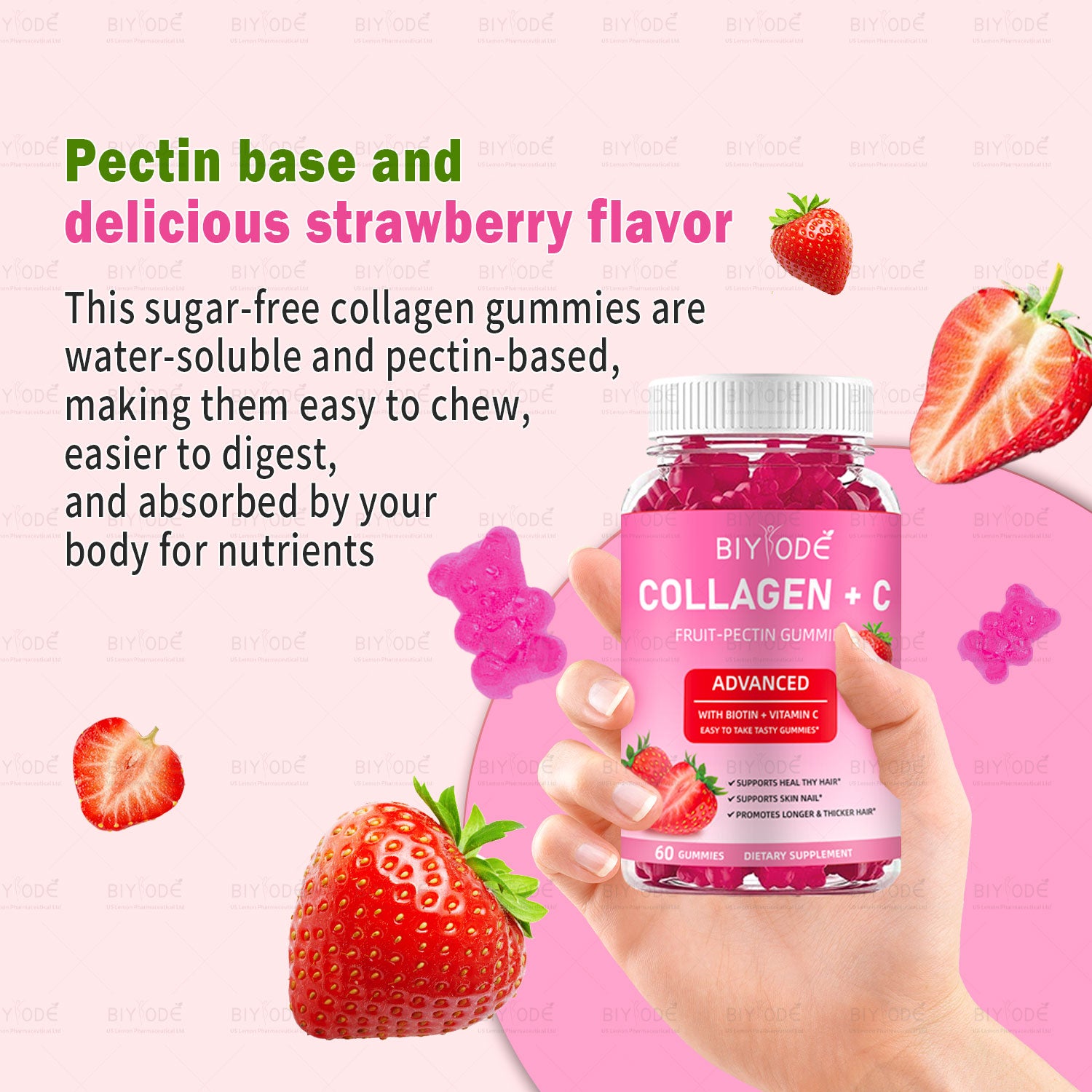 Collagen & Vitamin C Fruit Pectin Gummies Organic Multivitamin Supplement
