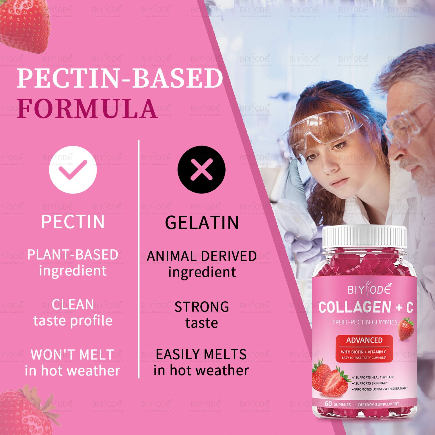 Collagen & Vitamin C Fruit Pectin Gummies Organic Multivitamin Supplement