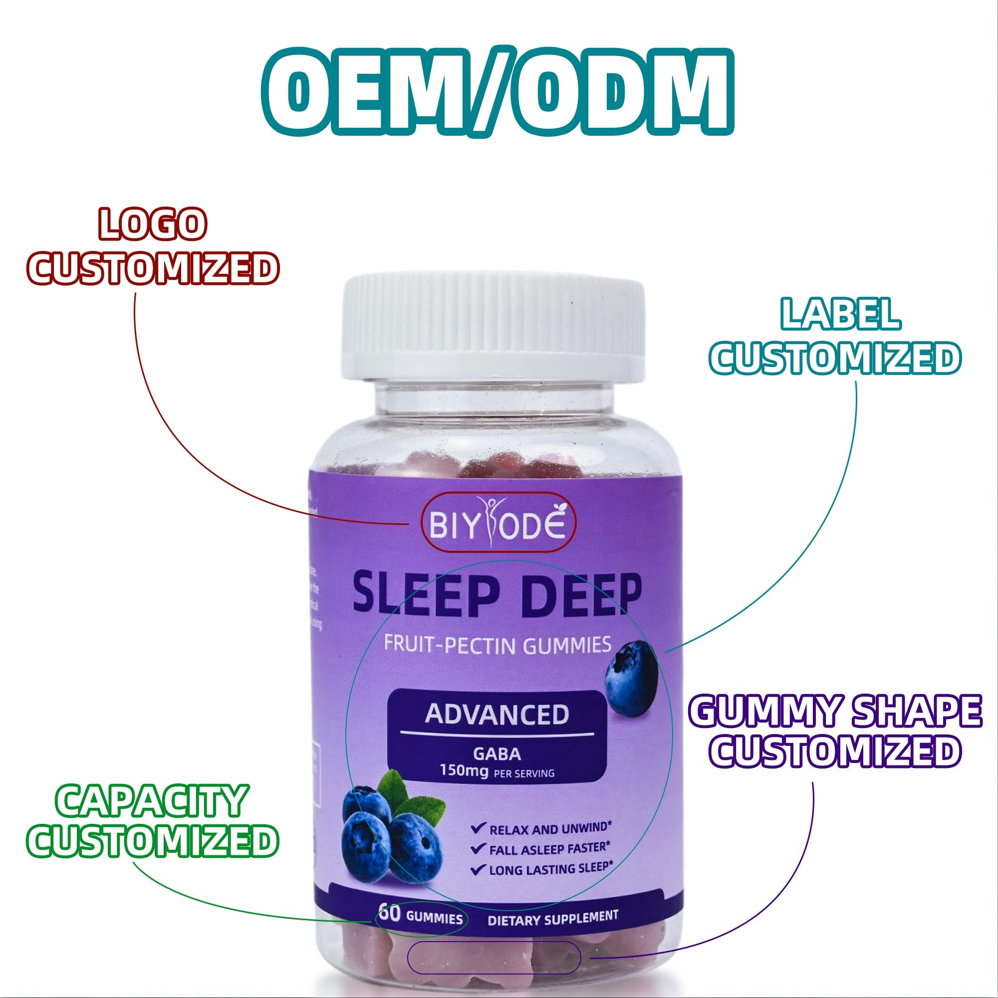 Jiabeikang Factory Wholesale GABA Sleep Gummies Deep Rest Support Supplement