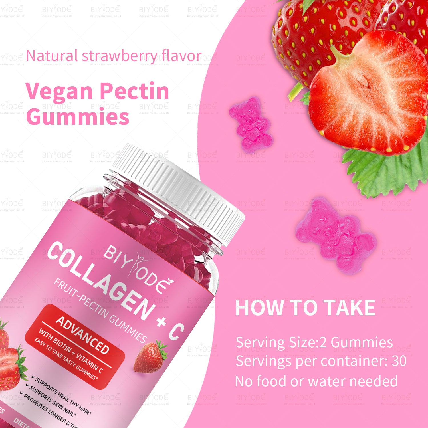 Collagen & Vitamin C Fruit Pectin Gummies Organic Multivitamin Supplement