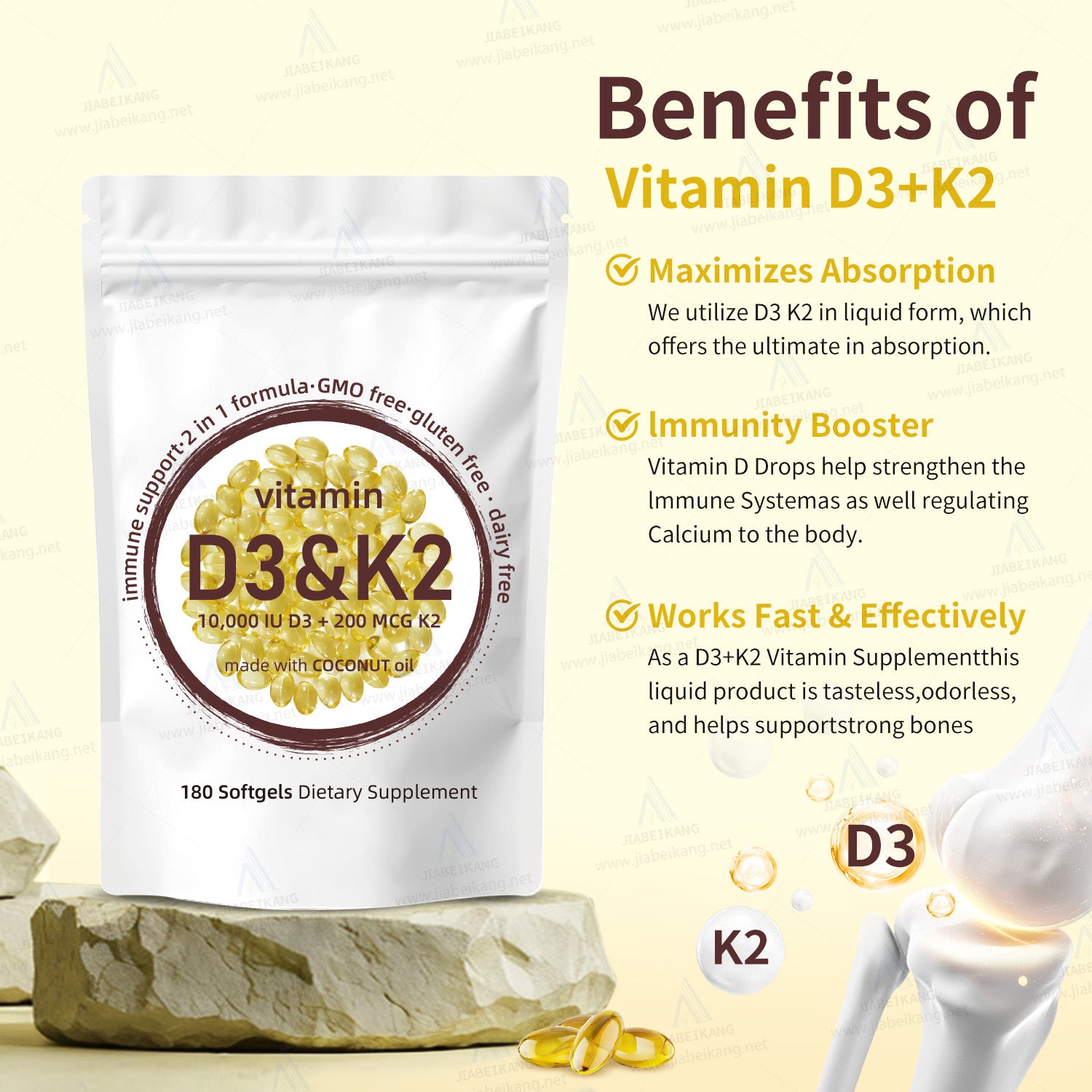 D3 K2 Vitamin Supplement Wholesale Joint Support Vitamin Capsules Softgel