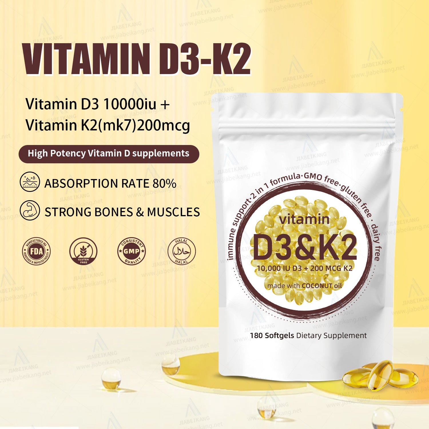 D3 K2 Vitamin Supplement Wholesale Joint Support Vitamin Capsules Softgel